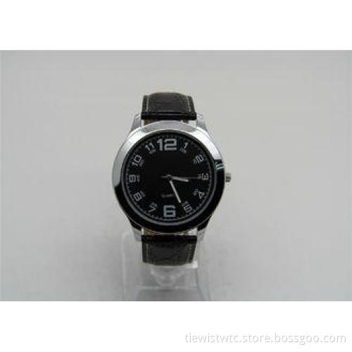 Eco - friendly brass men analog leather quartz watch with c
